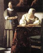 VERMEER VAN DELFT, Jan Lady Writing a Letter with Her Maid (detail)  ert oil painting picture wholesale
